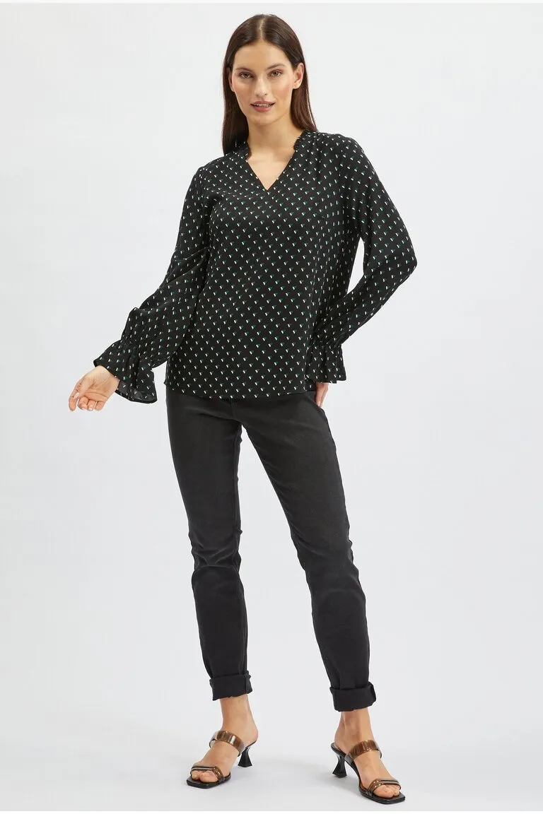 BS AKBA BLOUSE  STRAIGHT LS RUFFLE ON NECKLINE PRINT VISCOSE (3)